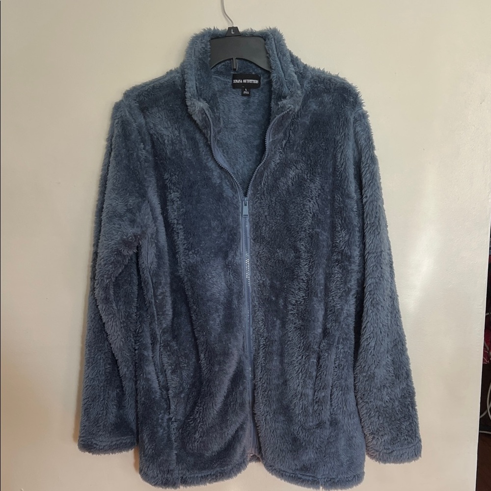 Zenana Outfitters Plush Blue Teddy Jacket - Picture 1 of 9